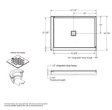 B3X 4836 Acrylic Corner Right Shower Base with Center Drain in White