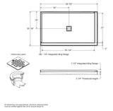 B3X 6036 Acrylic Corner Left Shower Base with Center Drain in White