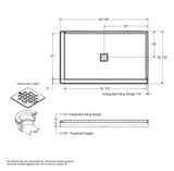 B3X 6036 Acrylic Corner Right Shower Base with Center Drain in White