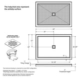 B3Square 6042 Acrylic Alcove Shower Base in White with Center Drain