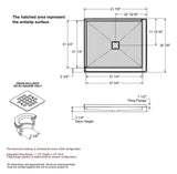 B3X 4236 Acrylic Corner Left Shower Base with Center Drain in White