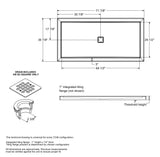 B3Square 7236 Acrylic Alcove Shower Base in White with Center Drain
