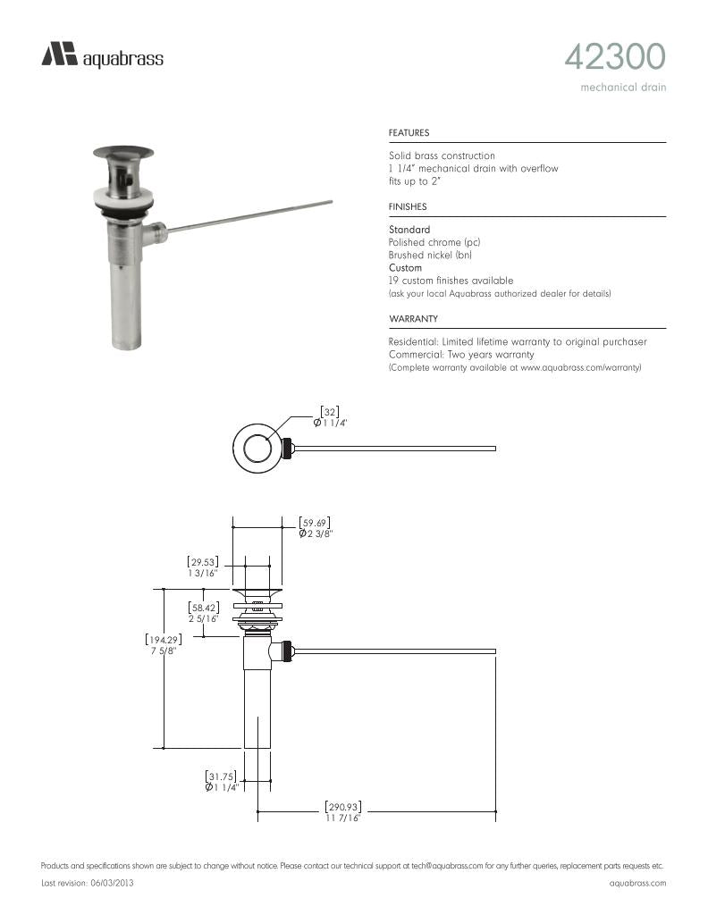 1 1/4" mechanical drain