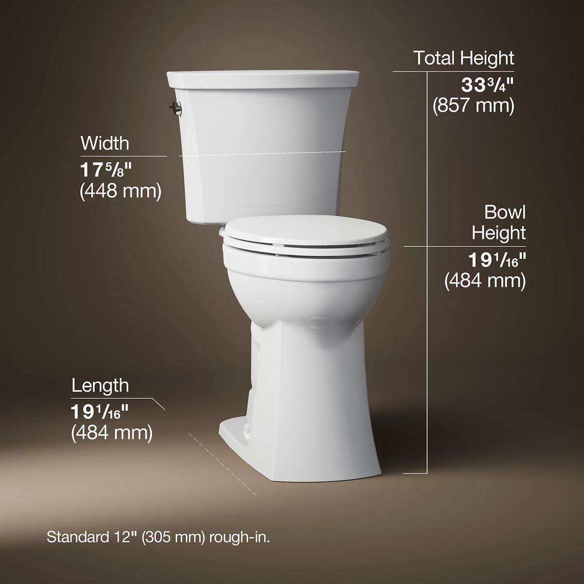 Kelston® Tall two-piece elongated toilet, 1.28 gpf