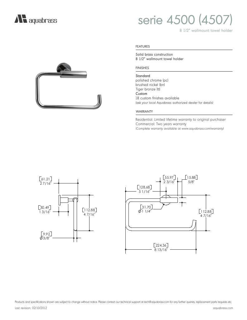 8 1/2" wallmount towel ring
