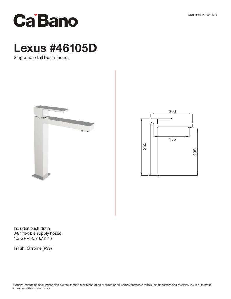 Tall singe hole basin faucet