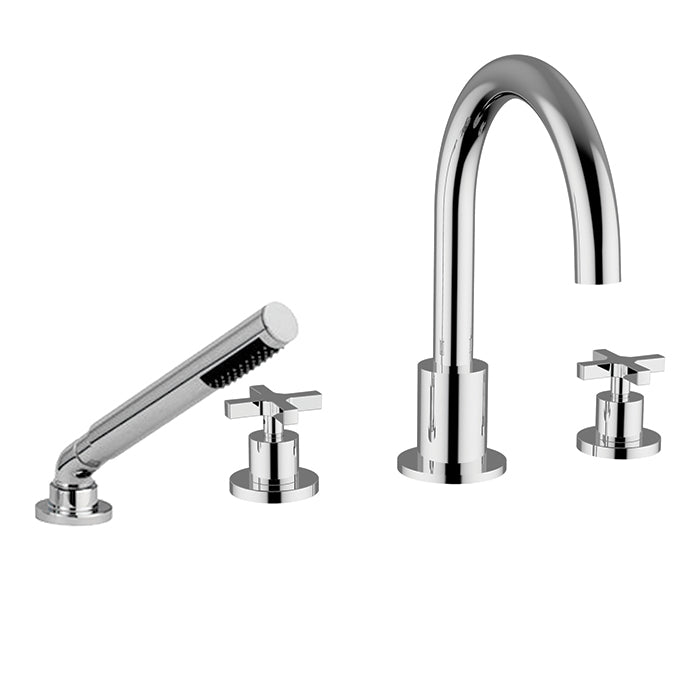4 piece deck mount tub filler with hand shower