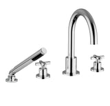4 piece deck mount tub filler with hand shower