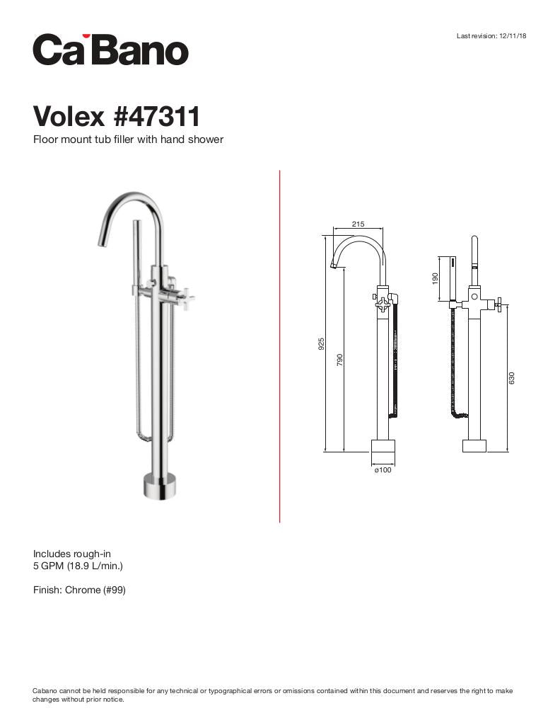 Floor mount tub filler with hand shower