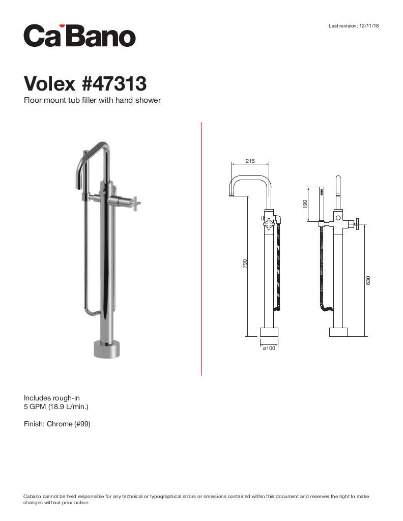 Floor mount tub filler with hand shower