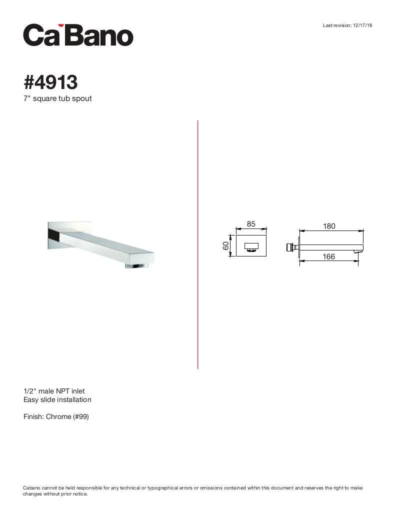 7" square tub spout