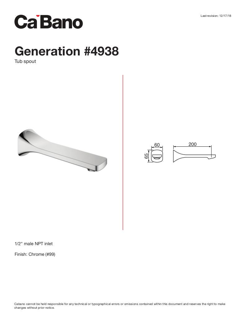 Generation tub spout