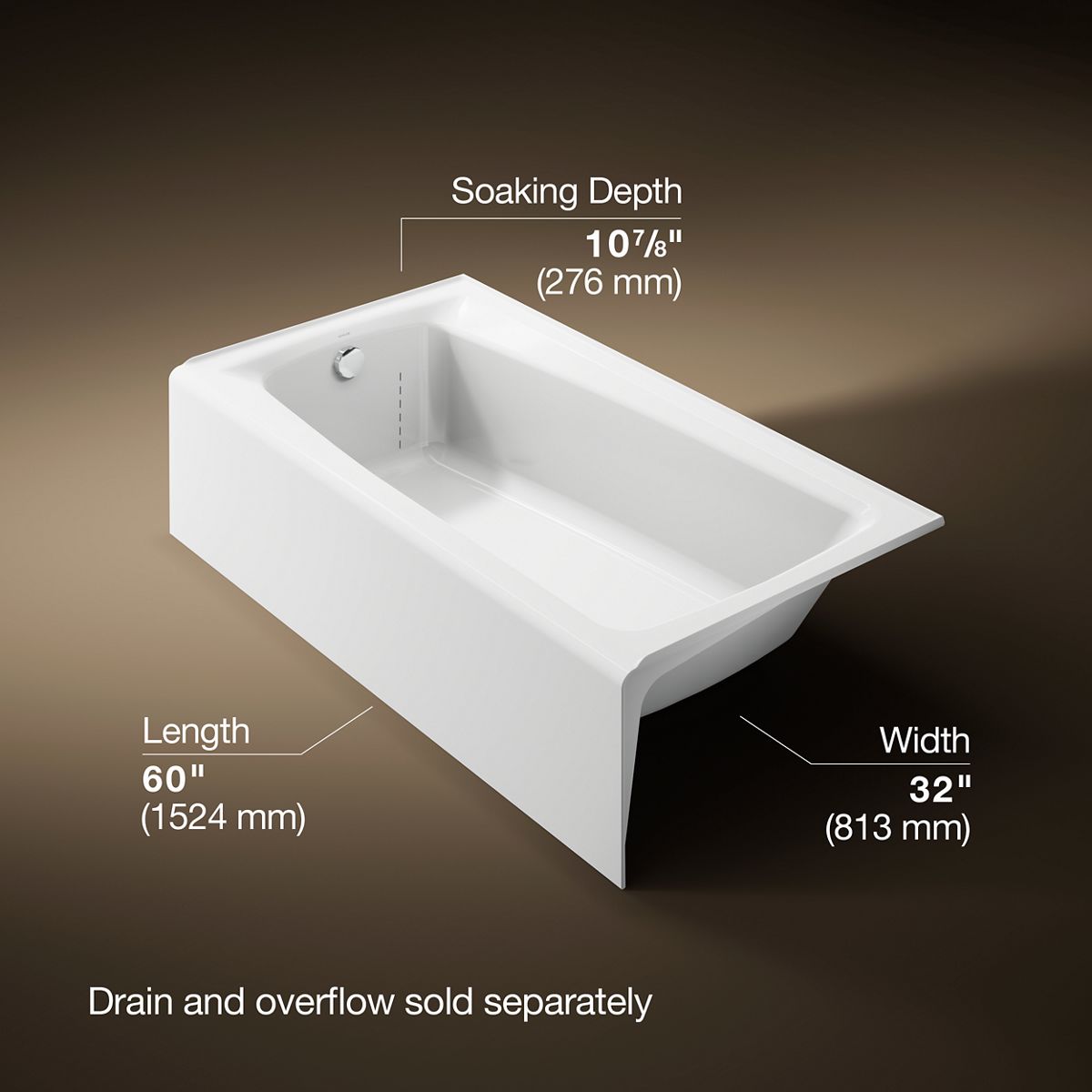 Mendota® 60" x 32" alcove bath, left drain