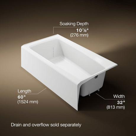 Mendota® 60" x 32" alcove bath, right drain