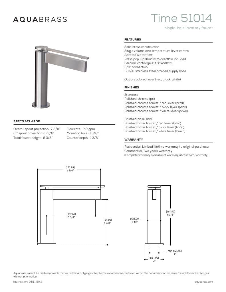 Single-hole lavatory faucet