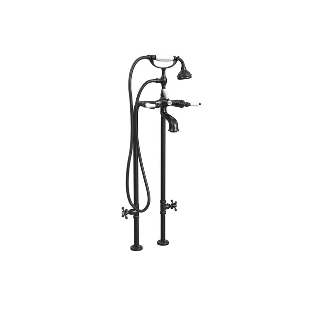 5100 SERIES Free-Standing Tub Filler with Stop Valves - Lever Handles - Porcelain Accents 5102/3970-LEV