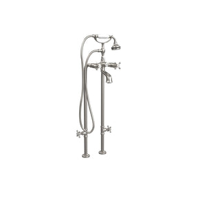 5100 SERIES Extra-Tall Free-Standing Tub Filler with Stop Valves - Cross Handles - Porcelain Accents 5102/3970XL