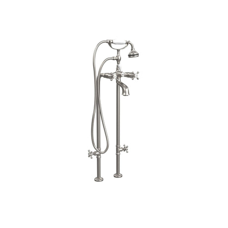 5100 SERIES Extra-Tall Free-Standing Tub Filler with Stop Valves - Cross Handles - Porcelain Accents 5102/3970XL