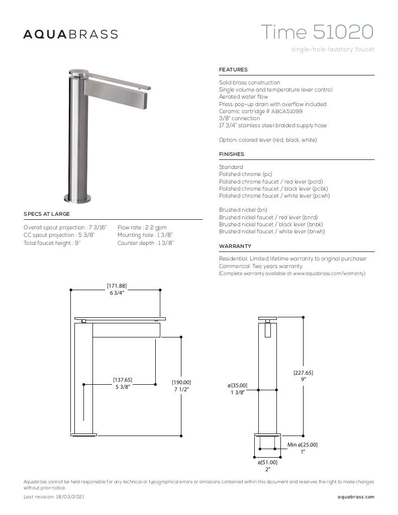 Tall single-hole lavatory faucet