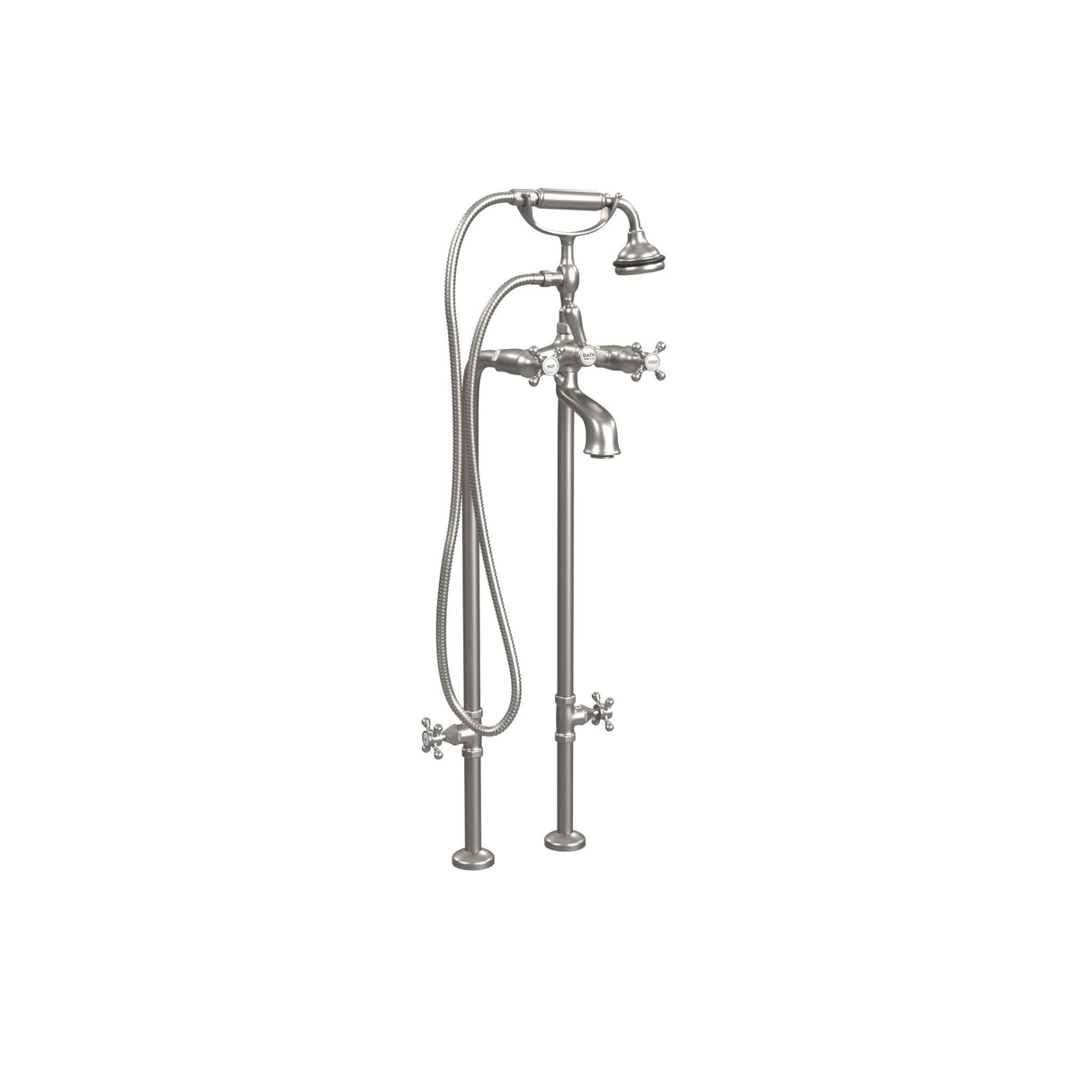 5100 SERIES Extra-Tall Free-Standing Tub Filler with Stop Valves - Cross Handles - Metal Accents 5117/3970XL