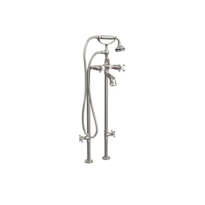 5100 SERIES Extra-Tall Free-Standing Tub Filler with Stop Valves - Cross Handles - Metal Accents 5117/3970XL