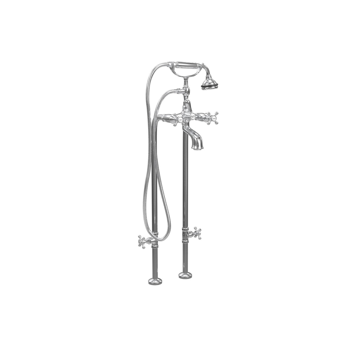 5100 SERIES Free-Standing Tub Filler with Stop Valves - Cross Handles - Metal Accents 5117/3970