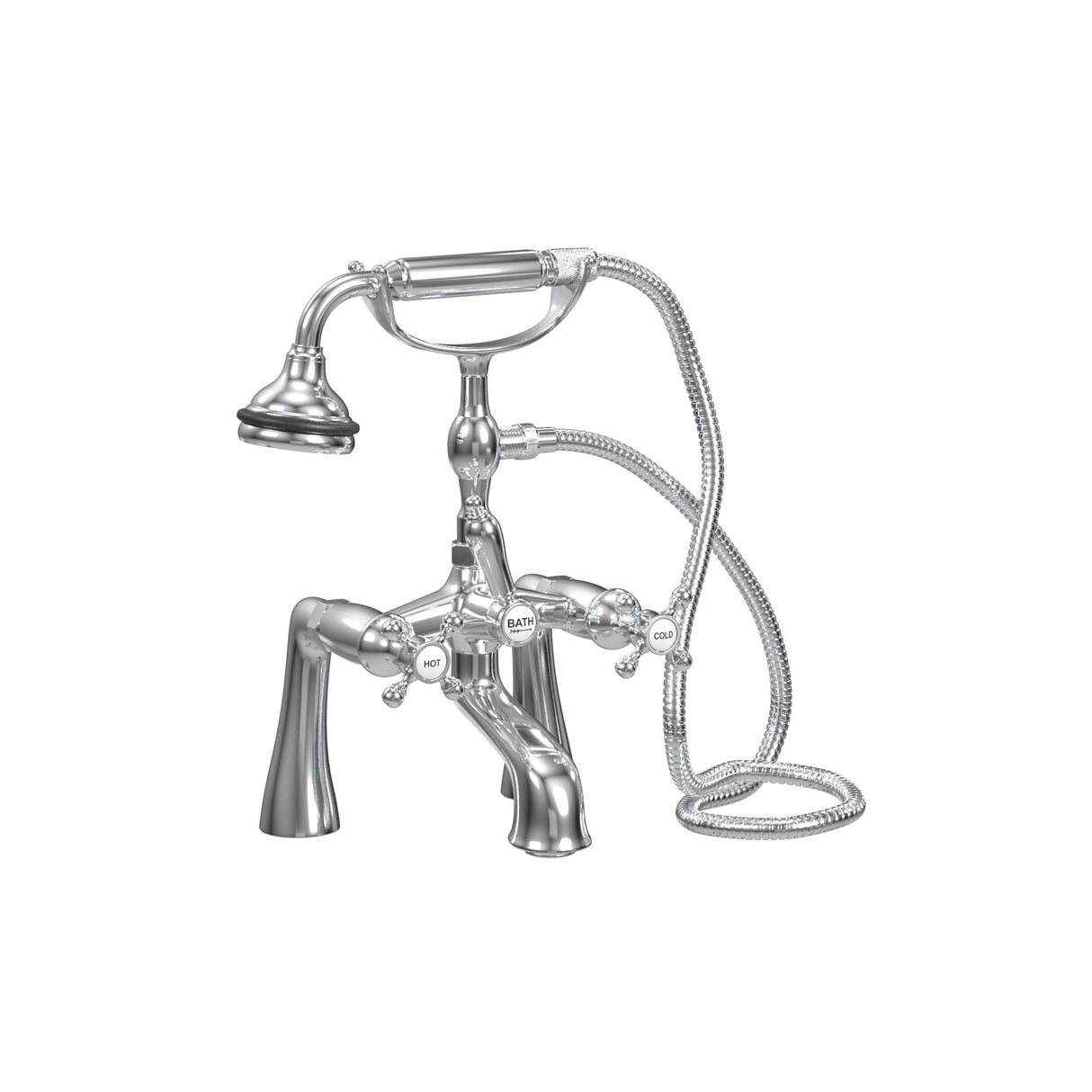 5100 SERIES Offset Deck-Mount Tub Filler - Cross Handles - Metal Accents 5121