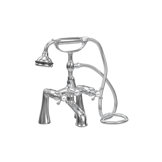 5100 SERIES Offset Deck-Mount Tub Filler - Cross Handles - Metal Accents 5121