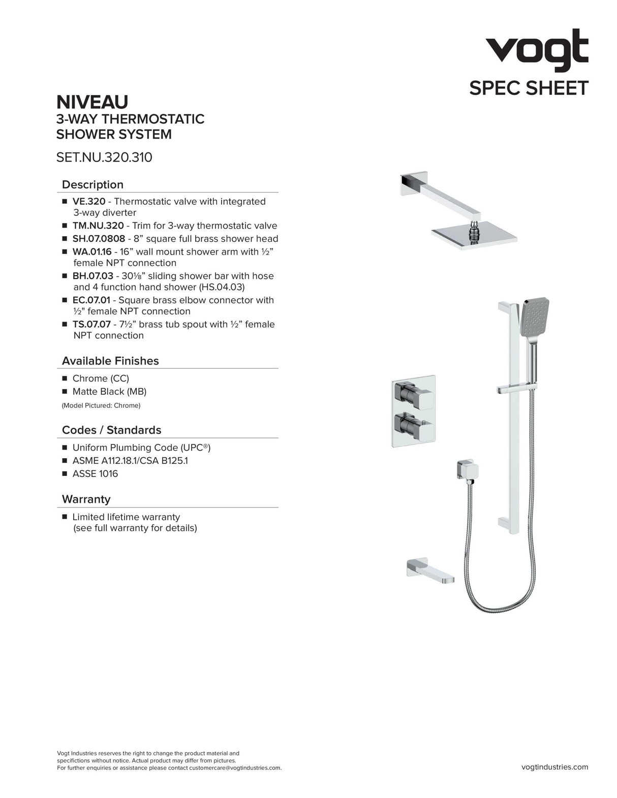 NIVEAU 3-WAY TH SHOWER KIT