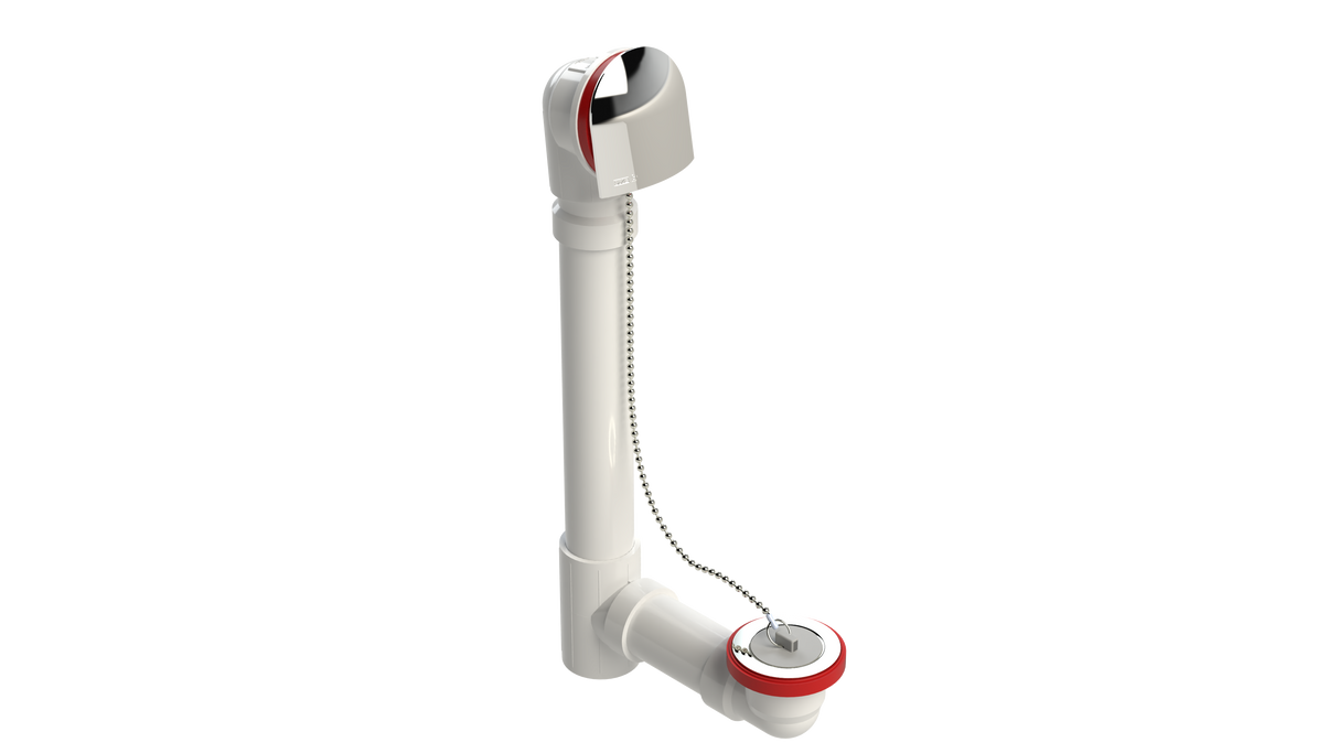 PVC OFFSET WASTE & OVERFLOW PLUG & CHAIN (5150CS-CP)