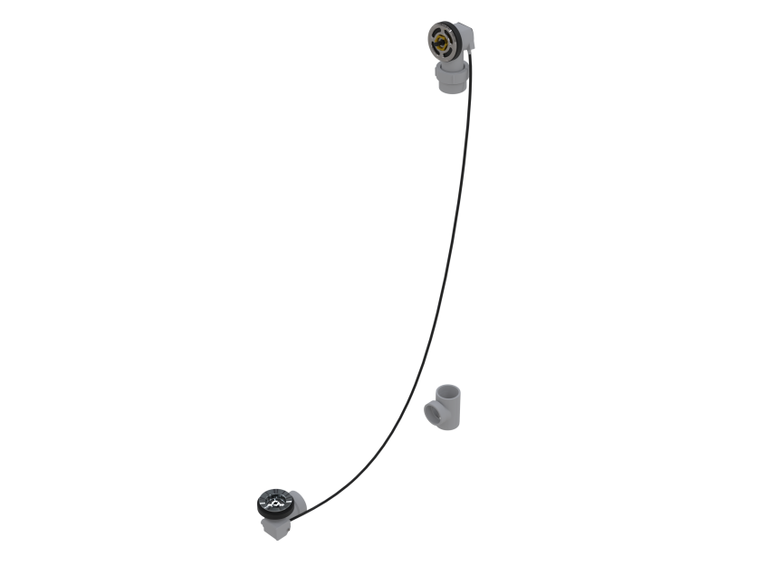 PVC OFFSET WASTE & OVERFLOW ROUGH-IN CABLE-DRIVE - FULL KIT (LESS PIPE, WITH TEE) (5151CRI-45K)