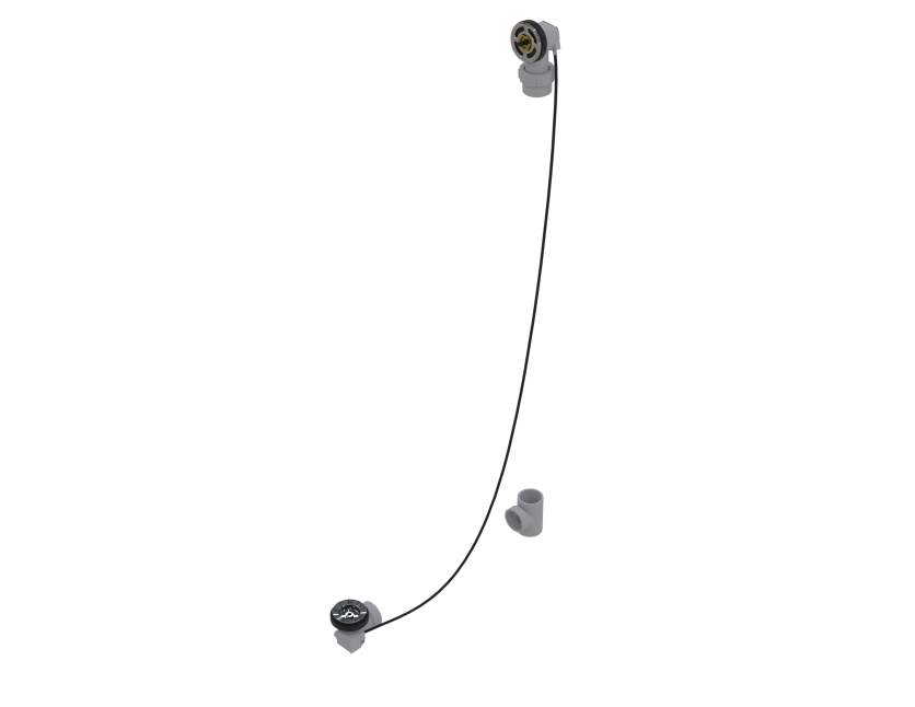 PVC OFFSET WASTE & OVERFLOW ROUGH-IN CABLE-DRIVE - FULL KIT (LESS PIPE, WITH TEE) (5151CRI-59K)