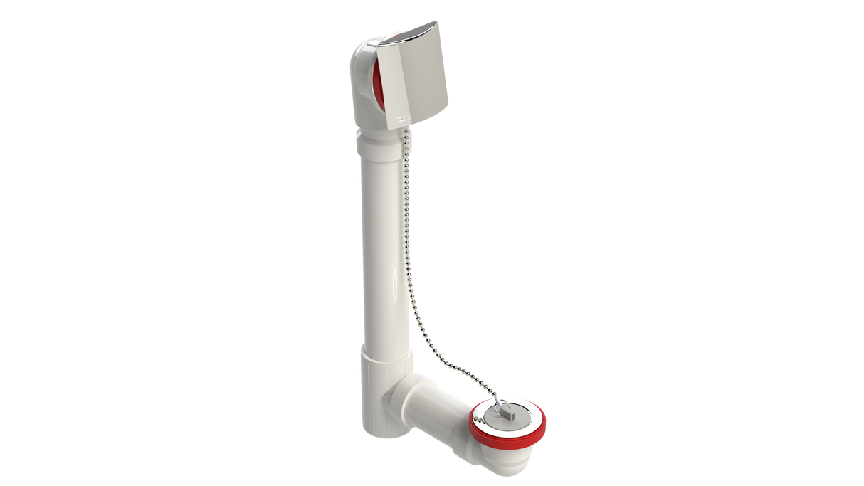 PVC OFFSET WASTE & OVERFLOW PLUG & CHAIN (5151CS-CP)