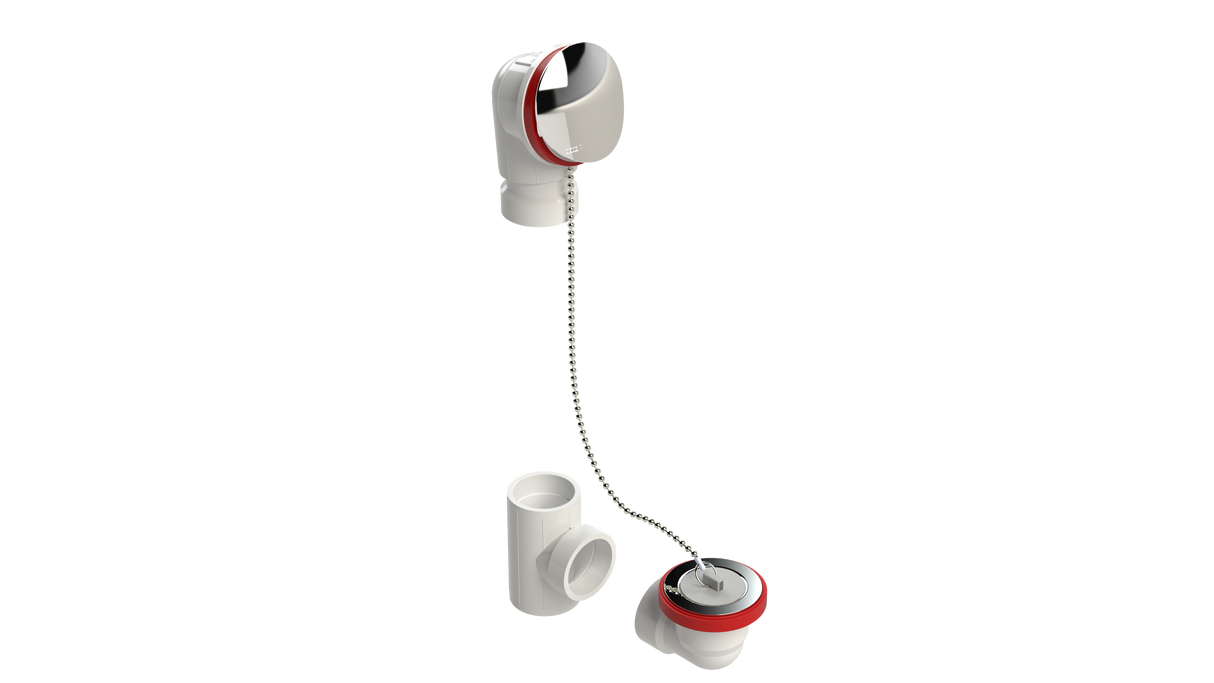PVC OFFSET WASTE & OVERFLOW PLUG & CHAIN KIT (5152CSK-CP)