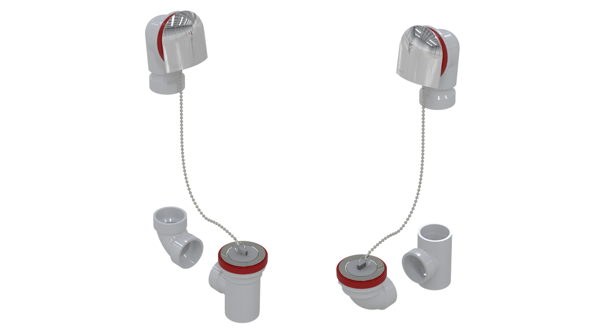 PVC TOTAL 1™ W/O W/BELL & PLUG & CHAIN KIT - FULL KIT (LESS PIPE, WITH TEE AND EL) (5160CSK-CP)