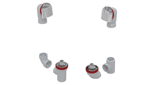 PVC TOTAL 1™ W/O W/BELL & ZINC LIFT & TURN KIT - FULL KIT (LESS PIPE, WITH TEE AND EL) (5160LZK-CP)