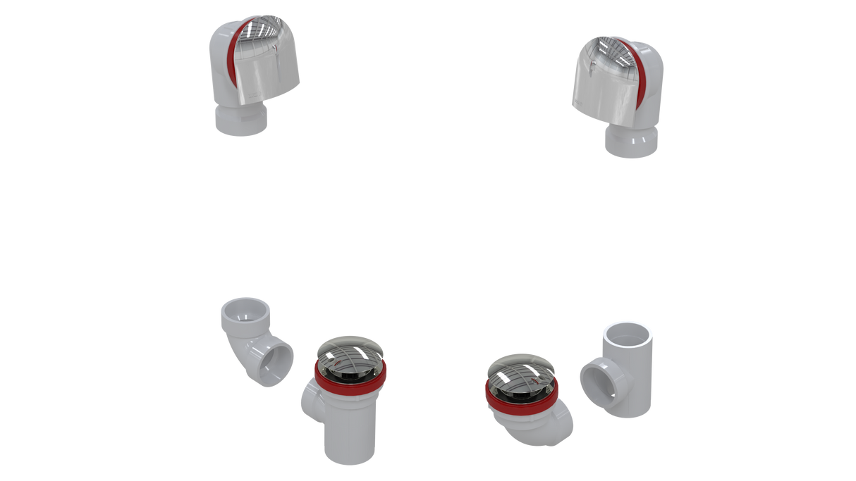 PVC TOTAL 1™ W/O W/BELL & CLICKER® KIT - FULL KIT (LESS PIPE, WITH TEE AND EL) (5160QK-CP)