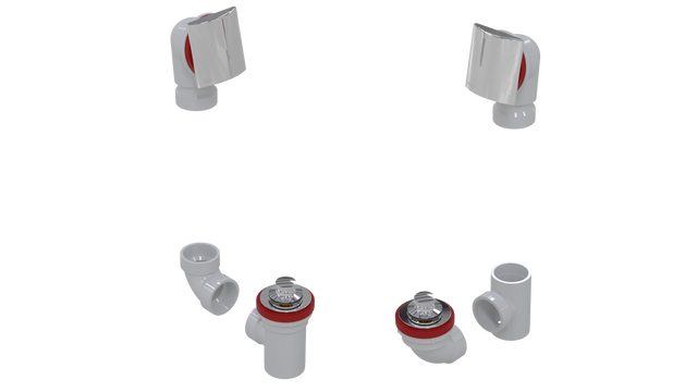 PVC TOTAL 1™ W/O W/SQUARE & ZINC LIFT & TURN KIT - FULL KIT (LESS PIPE, WITH TEE AND EL) (5161LZK-CP)