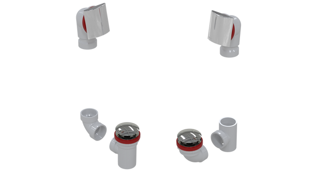 PVC TOTAL 1™ W/O W/SQUARE & CLICKER® KIT - FULL KIT (LESS PIPE, WITH TEE AND EL) (5161QK-CP)