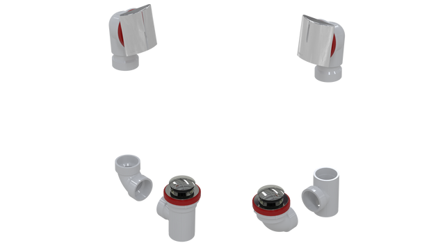 PVC TOTAL 1™ W/O W/SQUARE & TIP-TOE KIT - FULL KIT (LESS PIPE, WITH TEE AND EL) (5161TIPK-CP)