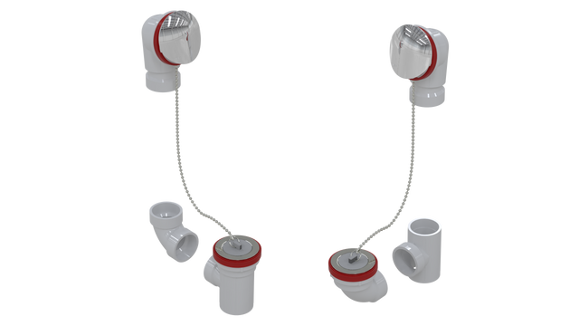 PVC TOTAL 1™ W/O W/ROUND & PLUG & CHAIN KIT - FULL KIT (LESS PIPE, WITH TEE AND EL) (5162CSK-CP)