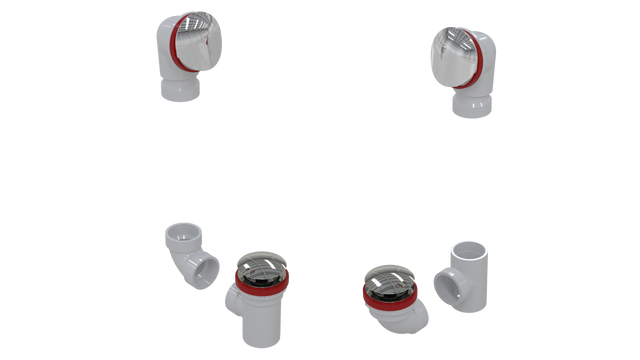PVC TOTAL 1™ W/O W/ROUND & CLICKER® KIT - FULL KIT (LESS PIPE, WITH TEE AND EL) (5162QK-CP)