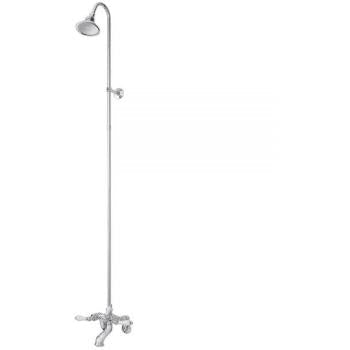 5100 SERIES Tub Filler with Overhead Shower and Shower Curtain Frame - Cross Handles 5166