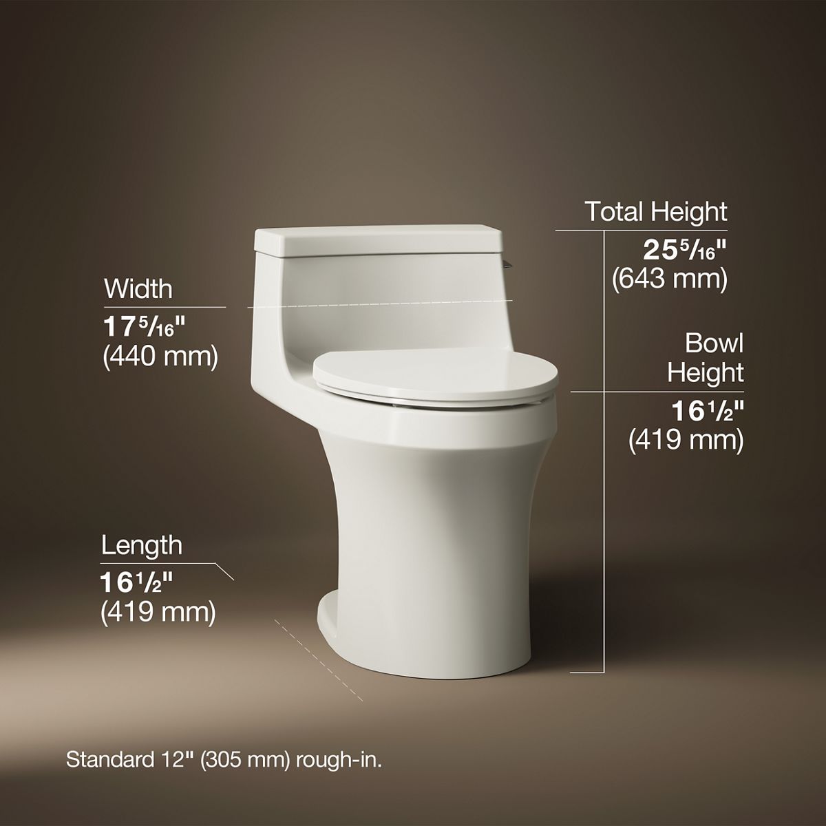 San Souci® One-piece compact elongated toilet with concealed trapway, 1.28 gpf