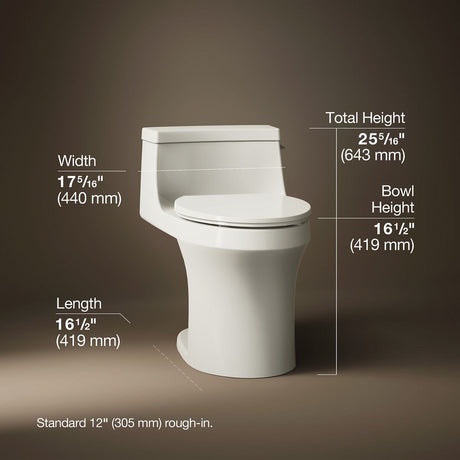 San Souci® One-piece compact elongated toilet with concealed trapway, 1.28 gpf