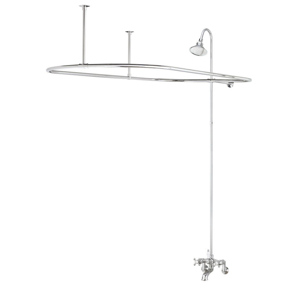 5100 SERIES Tub Filler with Overhead Shower and Shower Curtain Frame - Cross Handles 5182