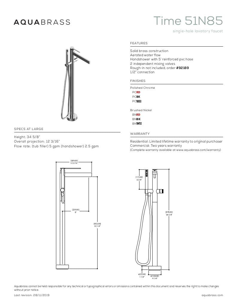 Floormount tub filler with handshower