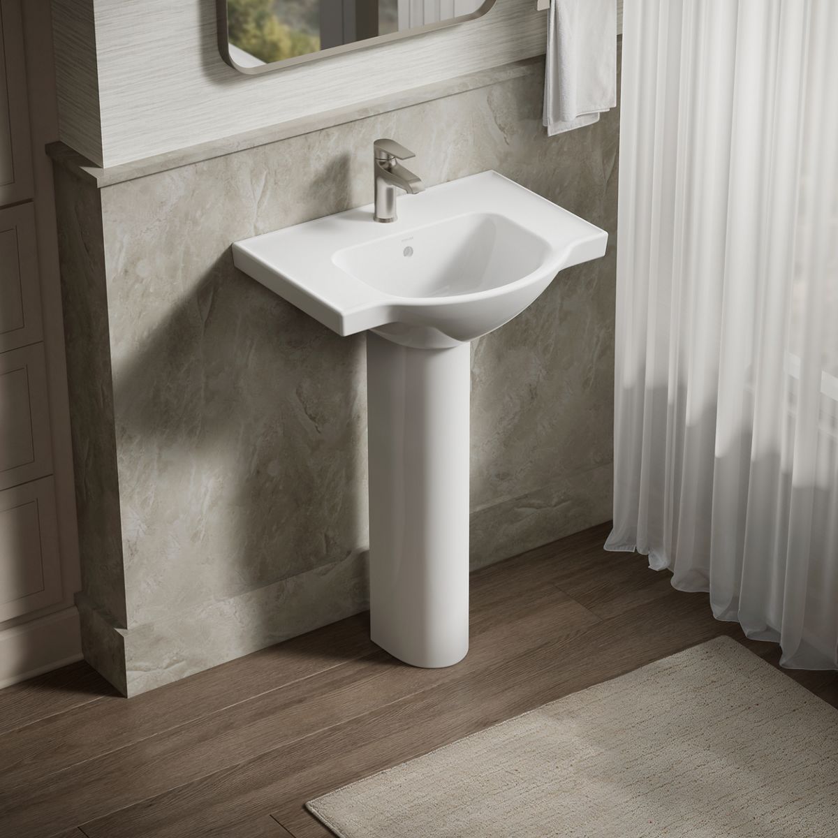 Veer® 24" square pedestal bathroom sink