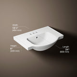 Veer® 24" square pedestal bathroom sink
