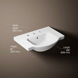 Veer® 24" square pedestal bathroom sink